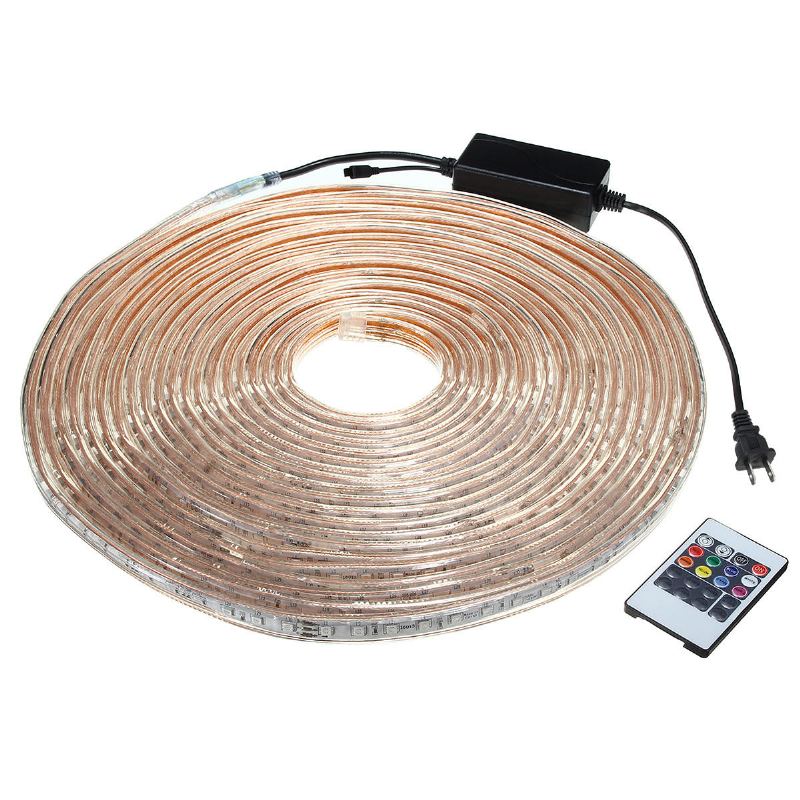 10/15m Smd5050 Led Rgb Flexibilní Lano Venkovní Vodotěsné Páskové Světlo + Zástrčka + Dálkové Ovládání Ac110v