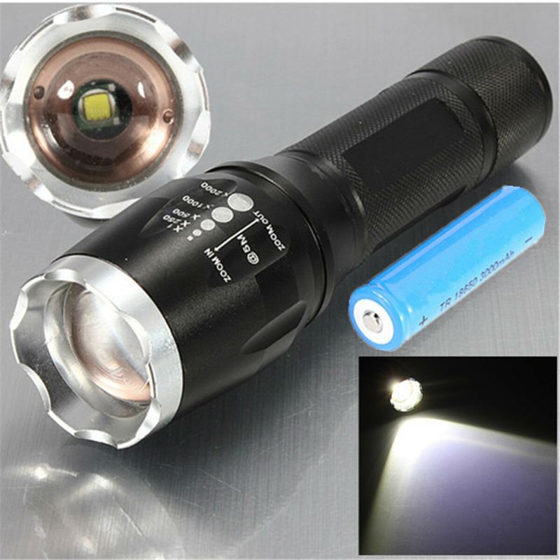 1000 Lumen Taktická Svítilna Elfeland T6 Led Se Zoomovatelnou Baterkou