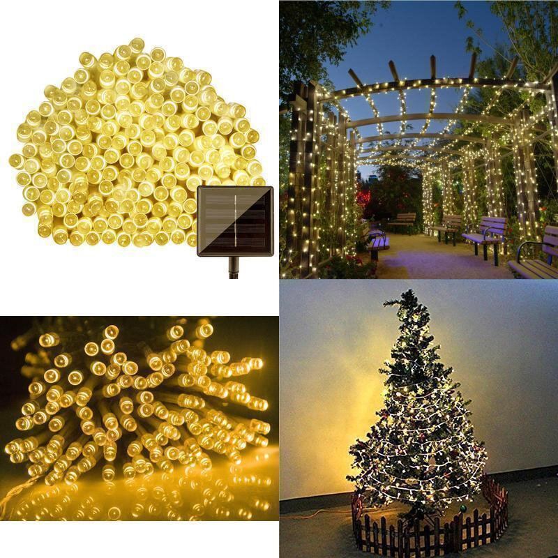 100led 12m Solární Pohádková Světla Na Vánoční Večírek Venkovní Zahradní Dekorace