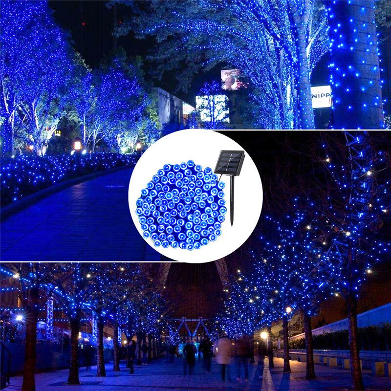 100led 12m Solární Pohádková Světla Na Vánoční Večírek Venkovní Zahradní Dekorace