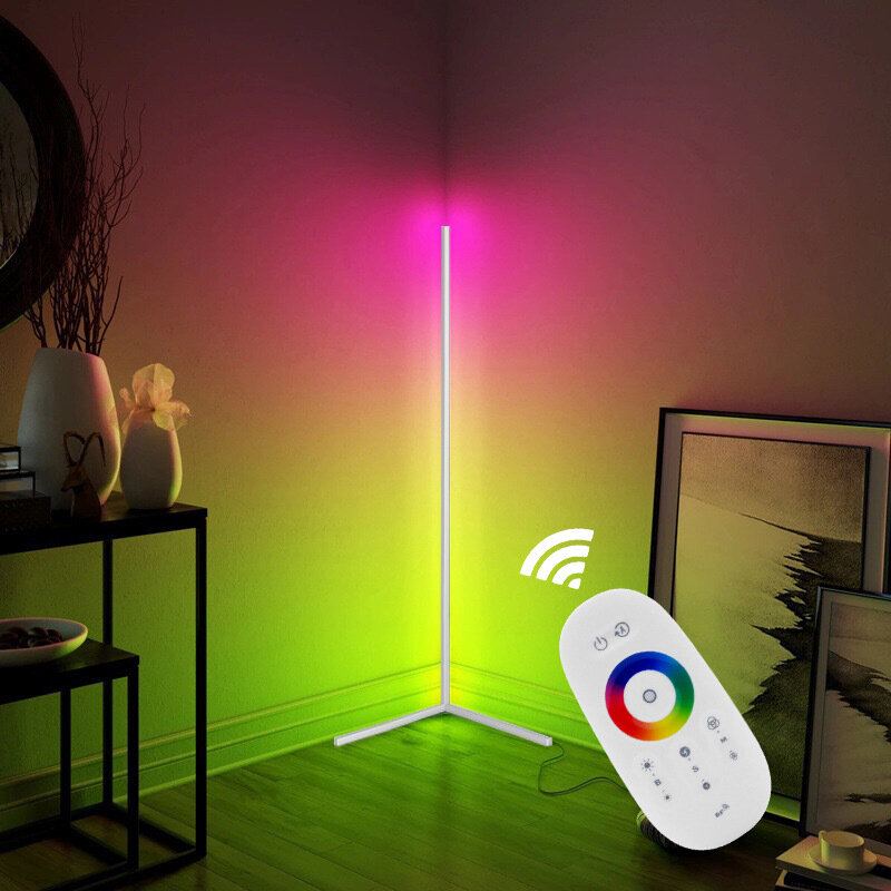 1.1/1.4/1.6m Led Rgb Barevně Měnící Rohová Stojací Lampa S Vícebarevným Dálkovým Ovládáním