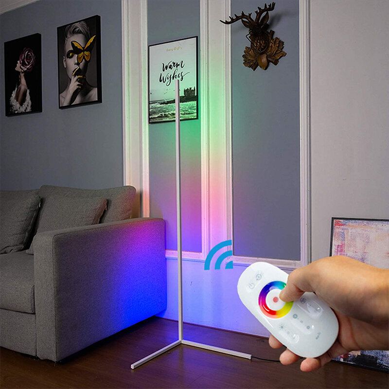 1.1/1.4/1.6m Led Rgb Barevně Měnící Rohová Stojací Lampa S Vícebarevným Dálkovým Ovládáním