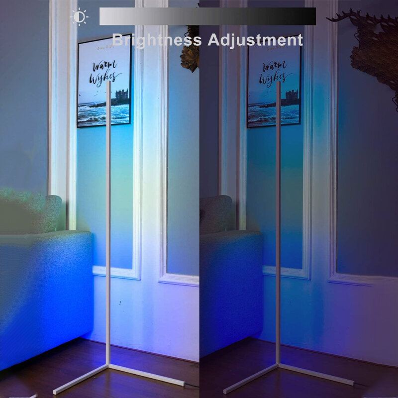 1.1/1.4/1.6m Led Rgb Barevně Měnící Rohová Stojací Lampa S Vícebarevným Dálkovým Ovládáním