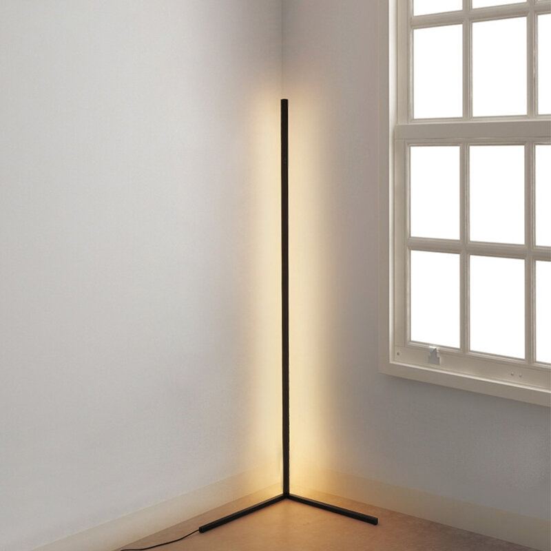 1.1/1.4/1.6m Led Stmívatelné Rohové Stojací Svítidlo S Dálkovým Vícebarevným Černým Krytem