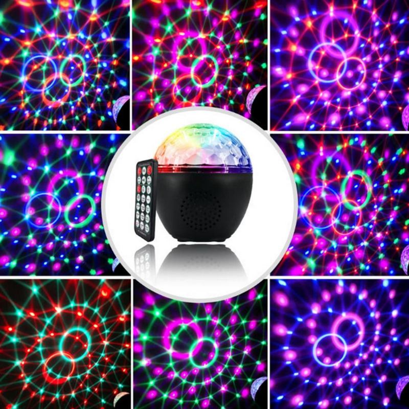 16 Barev Bluetooth Reproduktor Disco Koule Mini Hudba Audio Scéna Světlo Dálkové Ovládání Přenosný Projektor Klubová Párty