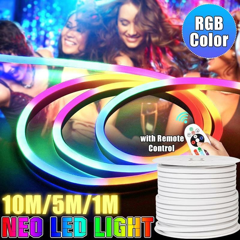 220v Led Pásek 8*16mm Rgb Neon Flex Provazové Světlo 1/5/10m Vodotěsná Led Páska 5050 Led Tube Ip65 Řetězová Lampa Vícebarevná Pro Domácí Kutily Vánoční Dekorace