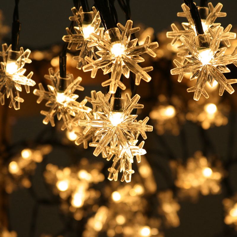 23 Stop 50 Led Solární Řetězová Světla Sněhová Lampa Domácí Vánoční Výzdoba Večírek
