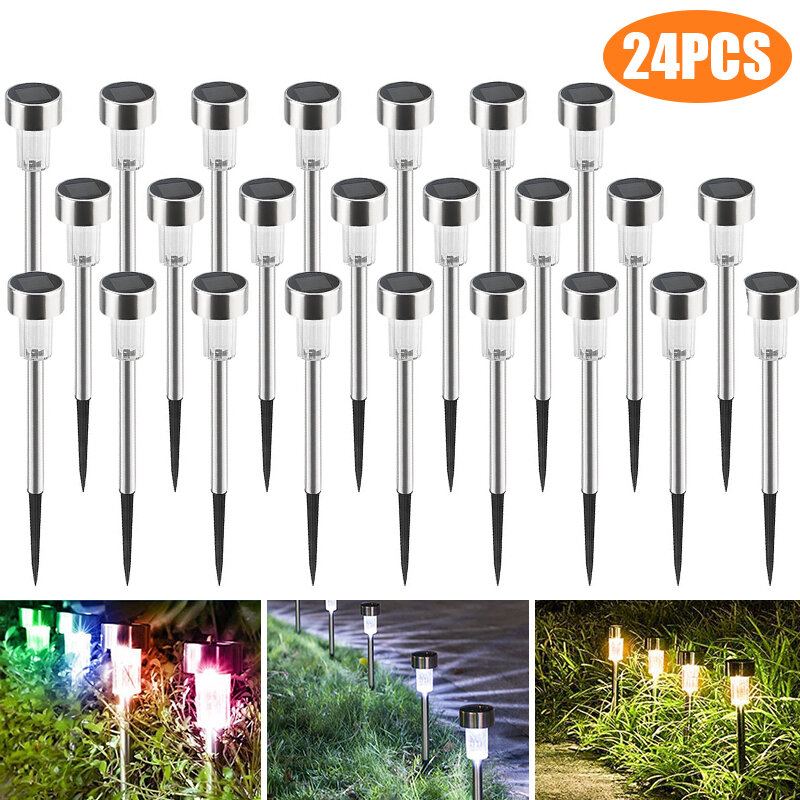 24ks Led Solární Světlo Na Trávník Nerezová Vodotěsná Zahradní Krajinná Lampa Pro Domácí Pouliční Dekoraci
