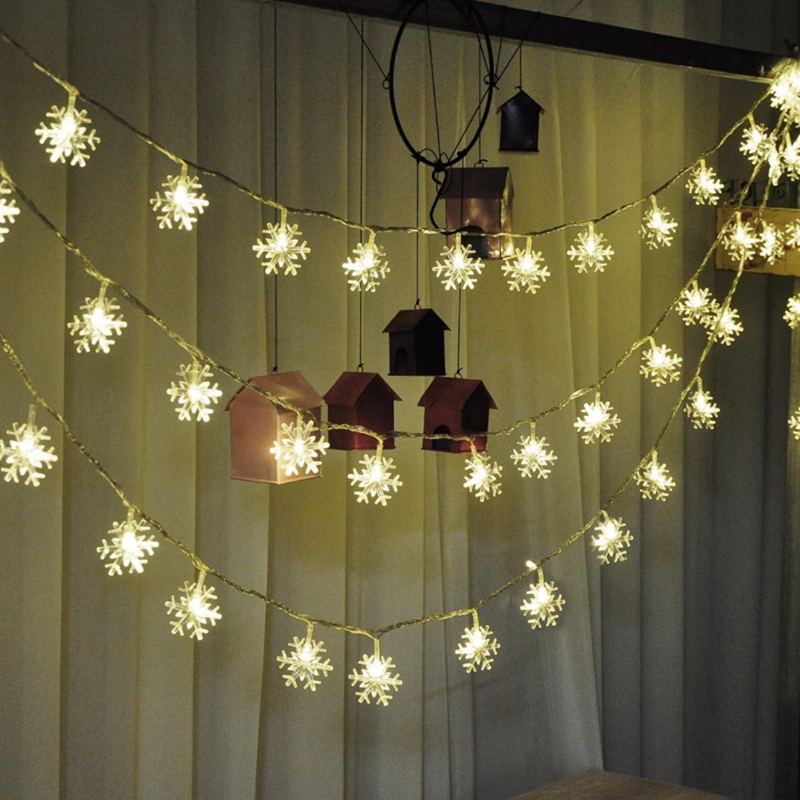 2.5m/5m Led Sněhové Vločky Řetězec Vánoční Osvětlení Ozdoba Na Stromeček Girlanda Závěsná Dekorace