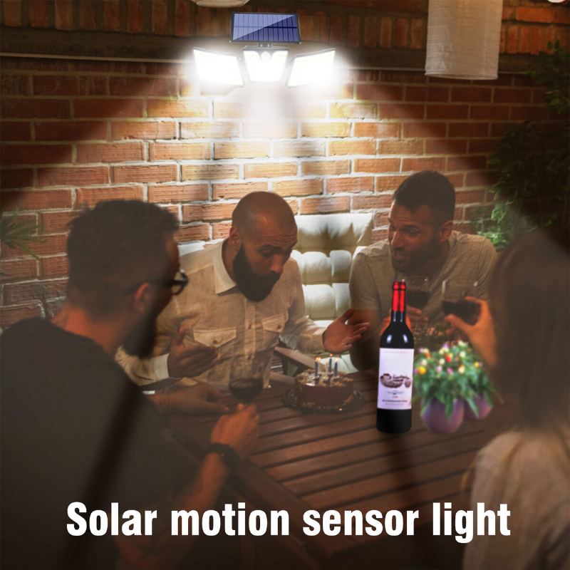 265leds 3hlavé Solární Světlo Se Senzorem Pohybu Venkovní Zahradní Nástěnná Bezpečnostní Záplavová Lampa