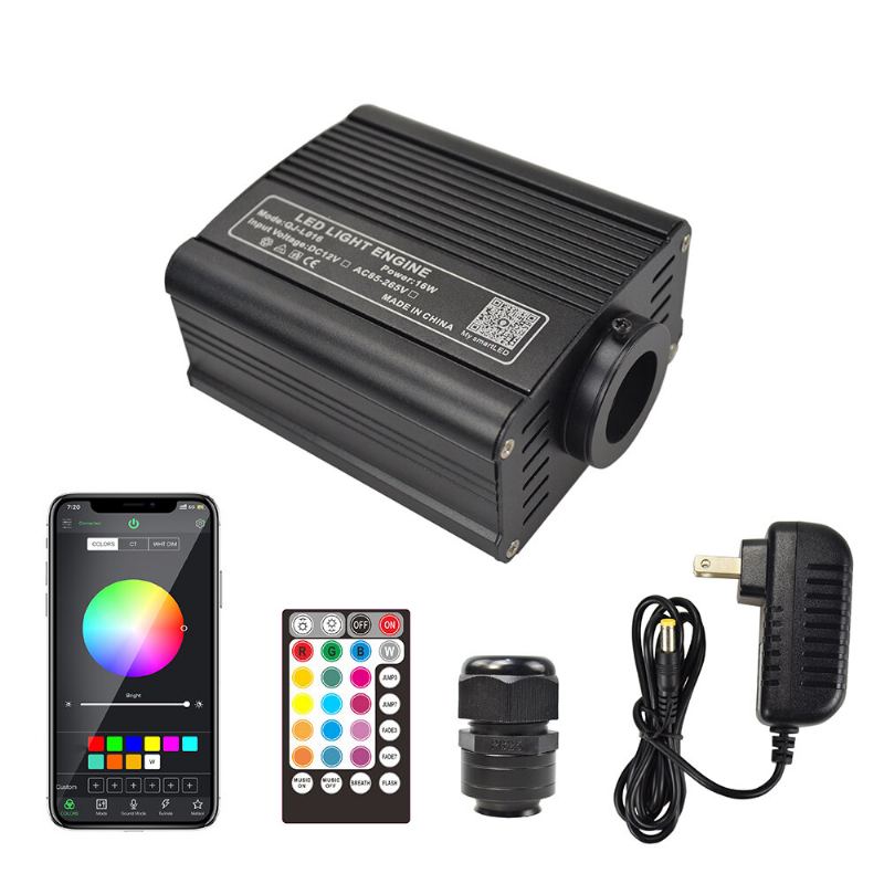 2m 16w Rgb Led Světelný Engine 24key Rf Dálkové Světlo S Optickým Vláknem Led S Kabelem Z Optických Vláken Pmma Pro Stropní Dekorace
