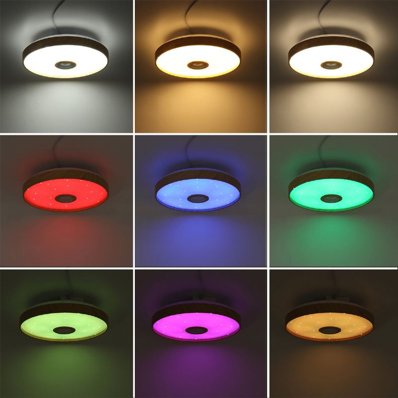 38cm Stropní Svítidlo S Bluetooth Reproduktorem Stmívatelné Moderní Smart Home Party Light Ovládání Jas Barvy Světla A Hudba S Dálkovým Ovládáním Přes Mobilní Aplikaci