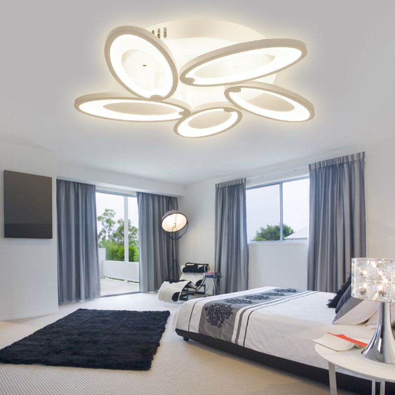5 Hlav Moderní Led Stropní Akrylátová Domácí Svítidla Lustrová Lampa + Dálkové 3200-6500k
