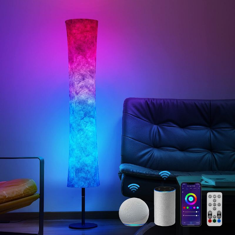 58" Měkké Světlo Moderní Led Stojací Lampa Rgb Barva Měnící Látkové Stínění App+dálkové Ovládání