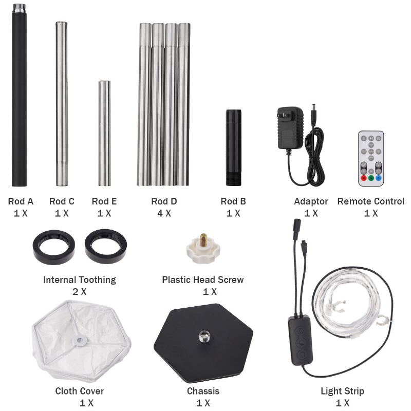 58" Měkké Světlo Moderní Led Stojací Lampa Rgb Barva Měnící Látkové Stínění App+dálkové Ovládání