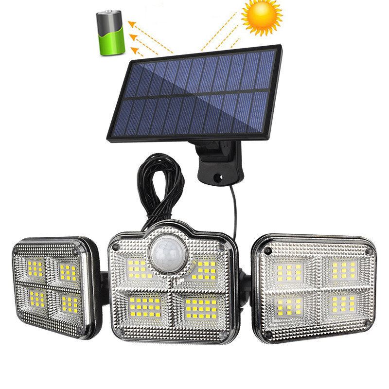 5m Drátová 3hlavová Led Solární Světla Pohybový Senzor Venkovní Nástěnná Lampa Led Verandové Světlo Vodotěsné Sluneční Napájeno Pro Zahradu