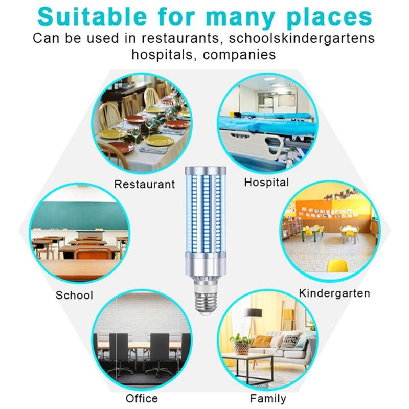 60w 220v Uv Sterilizační Lampa E27 Led Uvc Žárovka Dálkové Ovládání Dezinfekční Světlo Sterilizátor Ozón Zabíjí Bakterie Roztoče