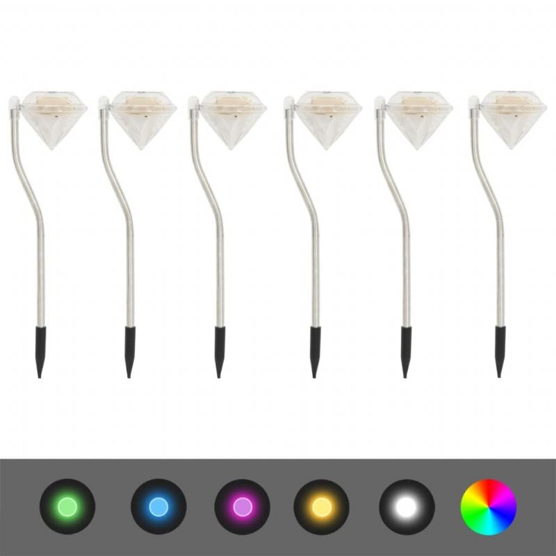 6pcs Diamond Shape Solární Svítidla Na Trávník Led Zahradní Světla 3.5" X 3.1" X 11.6" Vánoční Dekorace