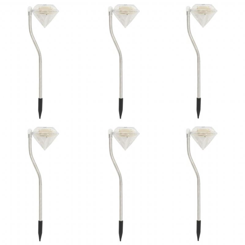 6pcs Diamond Shape Solární Svítidla Na Trávník Led Zahradní Světla 3.5" X 3.1" X 11.6" Vánoční Dekorace