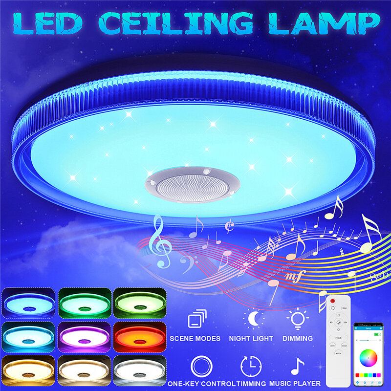 Bluetooth Wifi Led Rgb Hudební Stropní Lampa + Dálkové Ovládání Pro Kuchyň Ložnice Koupelna 85-265v/220v/110-220v