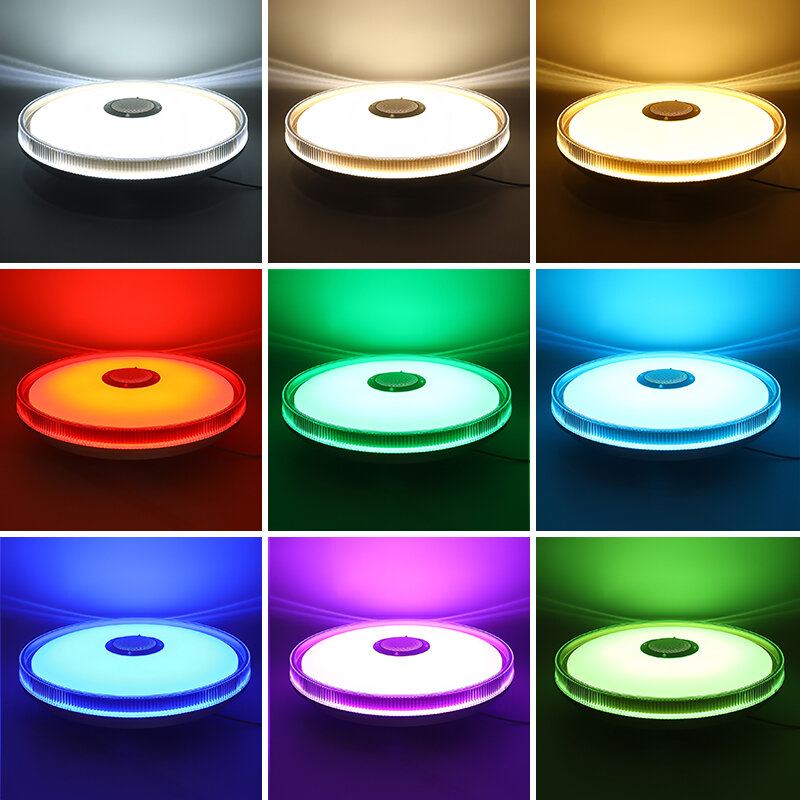Bluetooth Wifi Led Rgb Hudební Stropní Lampa + Dálkové Ovládání Pro Kuchyň Ložnice Koupelna 85-265v/220v/110-220v