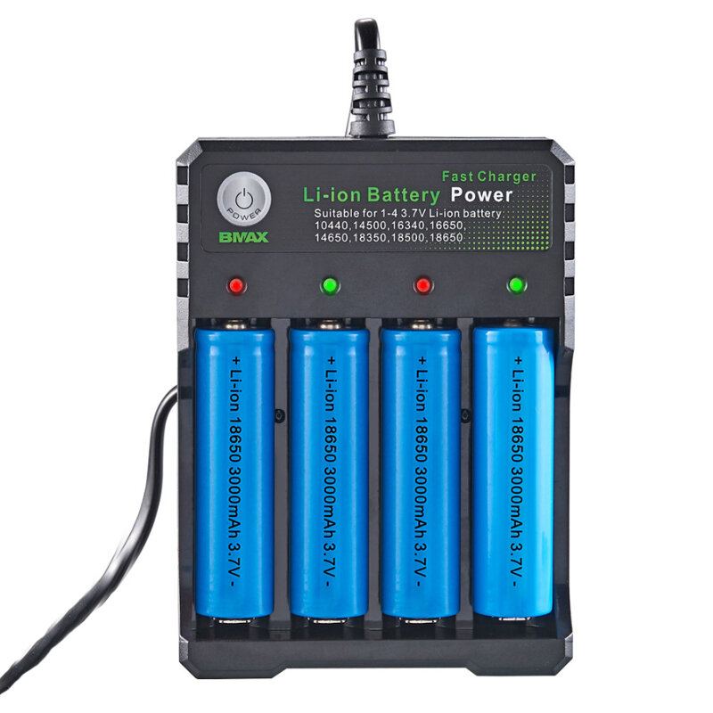Bmax 4 Slot 18650/14500/16650/16340 Nabíječka Li-ion Baterií Eu Plug Přenosná Ac