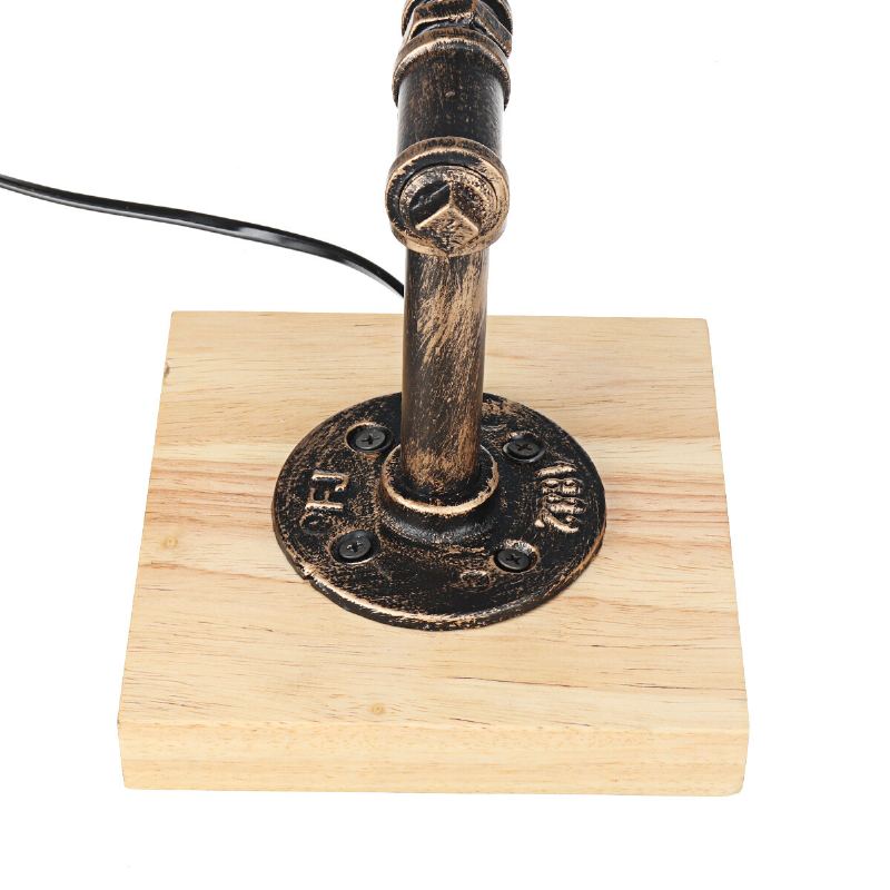 E26 Industrial Retro Železo Dřevěná Stolní Lampa Obývací Pokoj Světlo U Postele Dekor