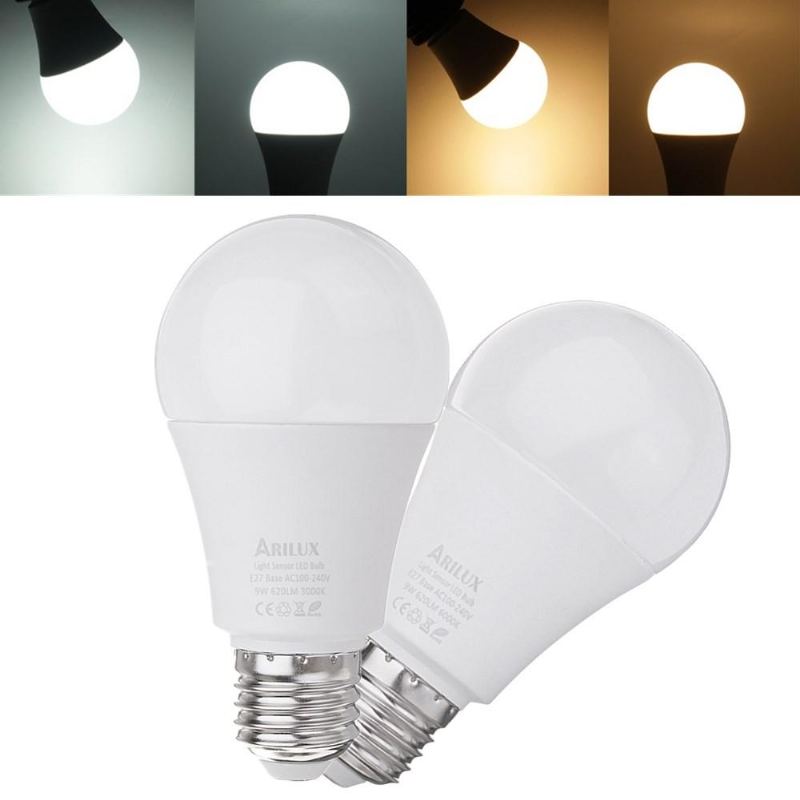 E27 A60 9w 620lm Teplá Bílá Pure White Dusk Led Senzor Globe Žárovka Ac100-240v