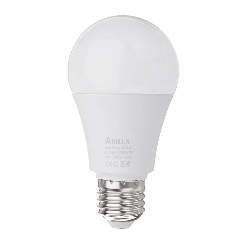 E27 A60 9w 620lm Teplá Bílá Pure White Dusk Led Senzor Globe Žárovka Ac100-240v
