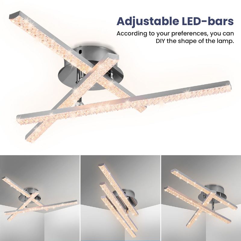 Elfland Ac85v~265v 24w Moderní Led Stropní Svítidlo Crystal Light Bar Ložnice Obývací Pokoj Lustr Osvětlení Lampy