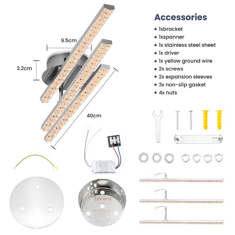 Elfland Ac85v~265v 24w Moderní Led Stropní Svítidlo Crystal Light Bar Ložnice Obývací Pokoj Lustr Osvětlení Lampy