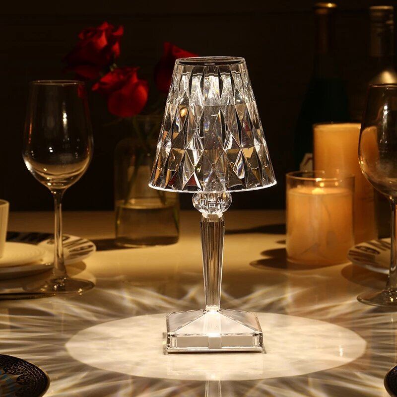 Křišťálová Stolní Lampa Ve Stylu Kartell Usb Dotykový Senzor Bar Světelný Dekor Lampy Do Restaurace Romantické Noční Svítidlo Postelová