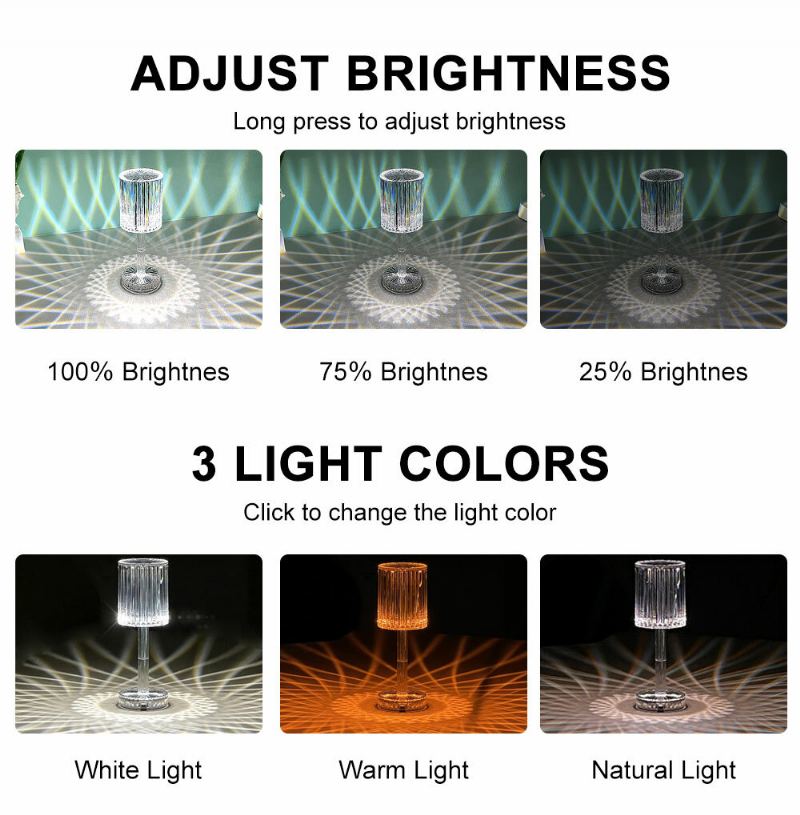 Led Crystal Projekční Stolní Lampa Restaurace Bary Dekorace U Lůžka Usb Světlo Rgb Dálkové Ovládání Romantické Noční Osvětlení
