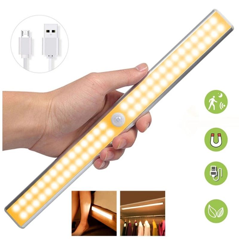 Led Světlo Do Skříně Usb Dobíjecí Podskříňová Lampa Bezdrátové Noční S Pohybovým Senzorem S Magnetickým Proužkem Pro Skříň Do