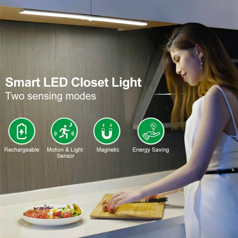 Led Světlo Do Skříně Usb Dobíjecí Podskříňová Lampa Bezdrátové Noční S Pohybovým Senzorem S Magnetickým Proužkem Pro Skříň Do