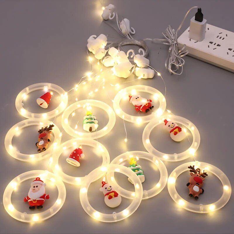 Led Záclonová Řetězová Světla Garden Street Venkovní Vánoční Sváteční Osvětlení Pro Ozdobu Vánočního Stromu Usb Dobíjecí