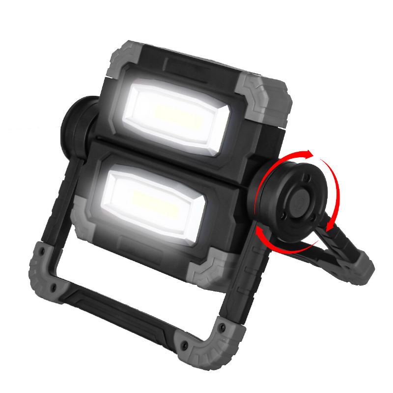 Nová Usb Dobíjecí Venkovní Přenosná Pracovní Svítilna Vyhledávací Double Head Cob Camping Light Protipádová Záplavová Campingová