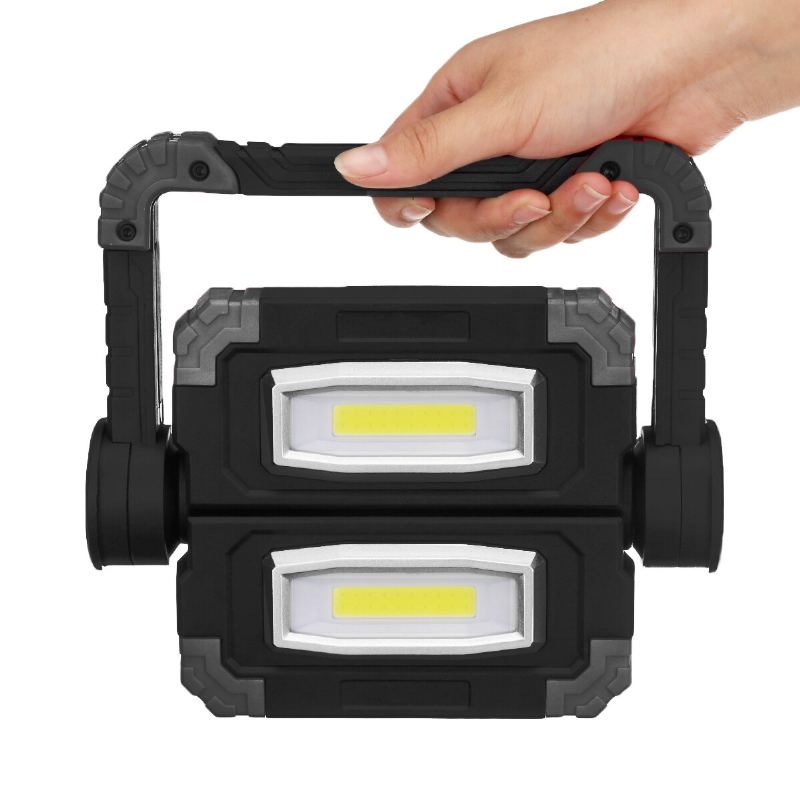 Nová Usb Dobíjecí Venkovní Přenosná Pracovní Svítilna Vyhledávací Double Head Cob Camping Light Protipádová Záplavová Campingová