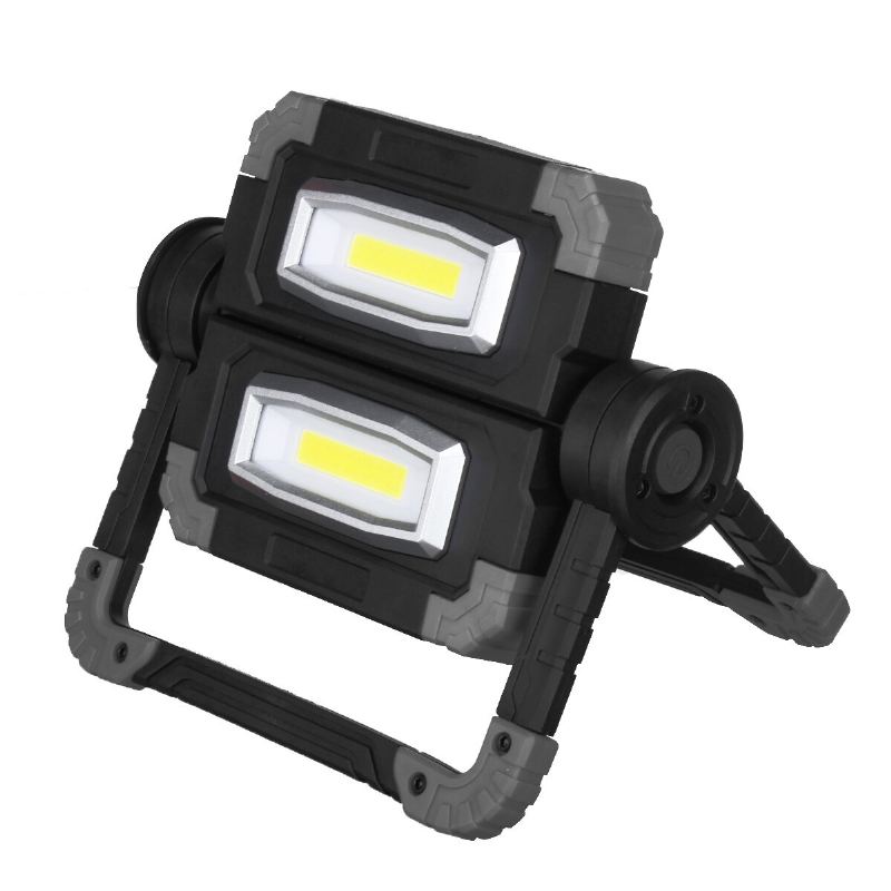 Nová Usb Dobíjecí Venkovní Přenosná Pracovní Svítilna Vyhledávací Double Head Cob Camping Light Protipádová Záplavová Campingová