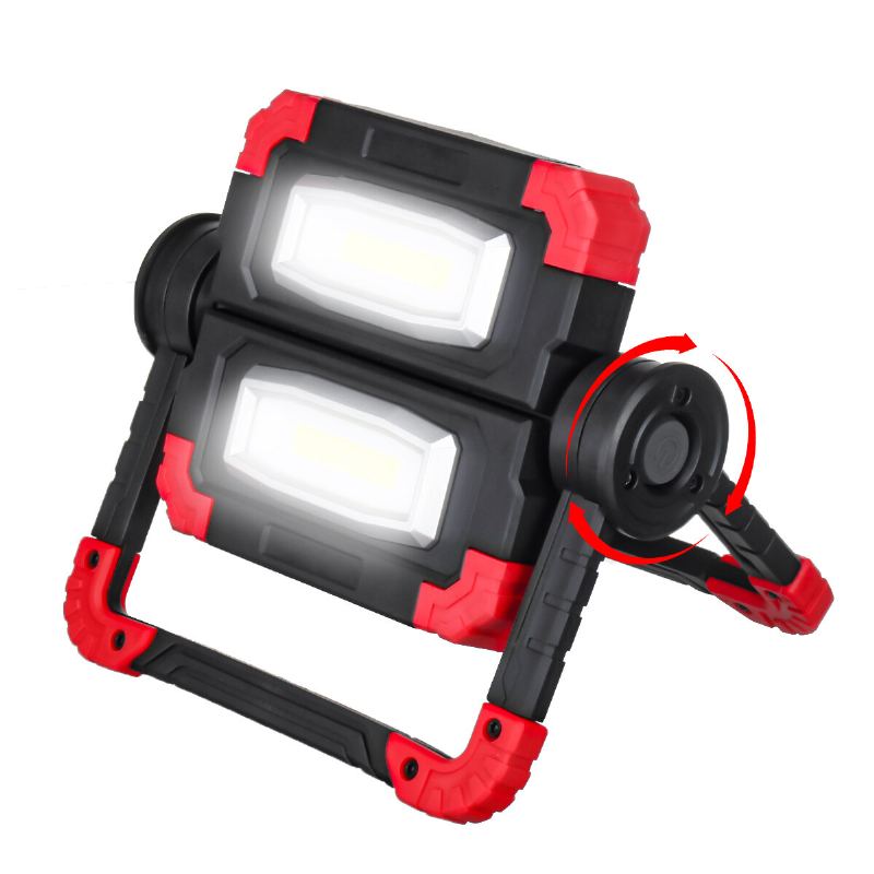 Nová Usb Dobíjecí Venkovní Přenosná Pracovní Svítilna Vyhledávací Double Head Cob Camping Light Protipádová Záplavová Campingová