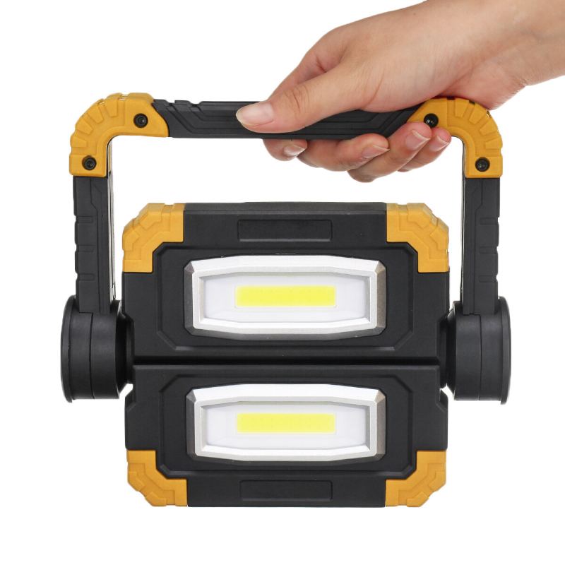 Nová Usb Dobíjecí Venkovní Přenosná Pracovní Svítilna Vyhledávací Double Head Cob Camping Light Protipádová Záplavová Campingová