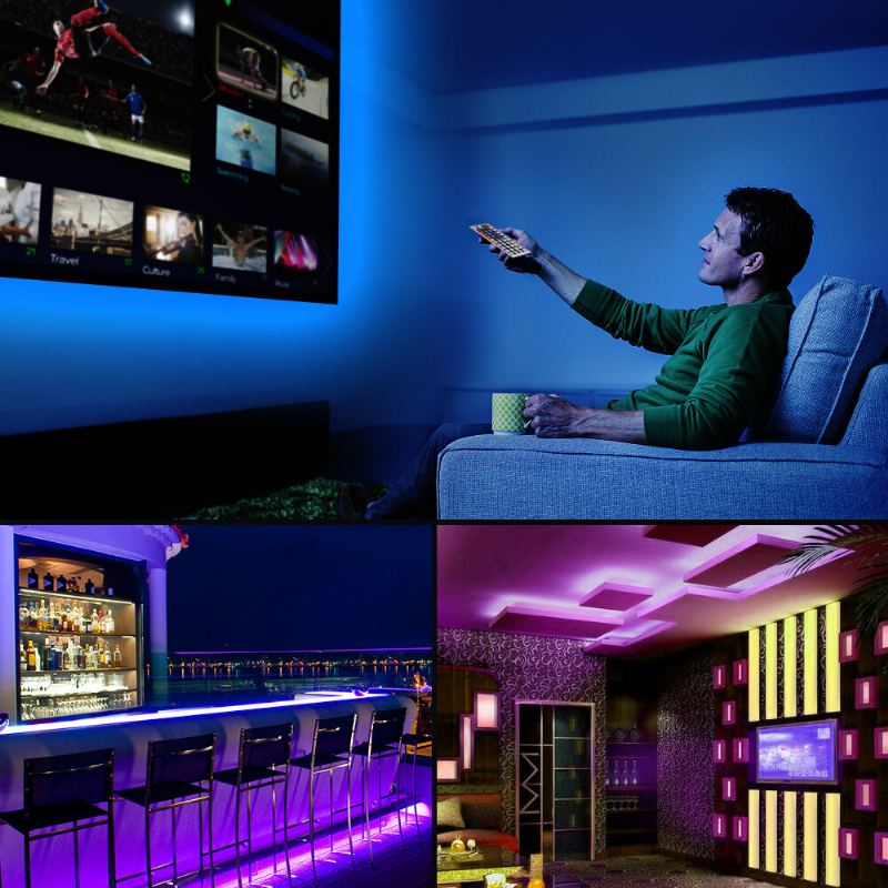 Solmore 2*40cm+2*60cm Usb Led Tv Podsvícení Proužek Světelná Sada Rgb Monitorová Lampa + 44klávesové Dálkové Ovládání Dc5v