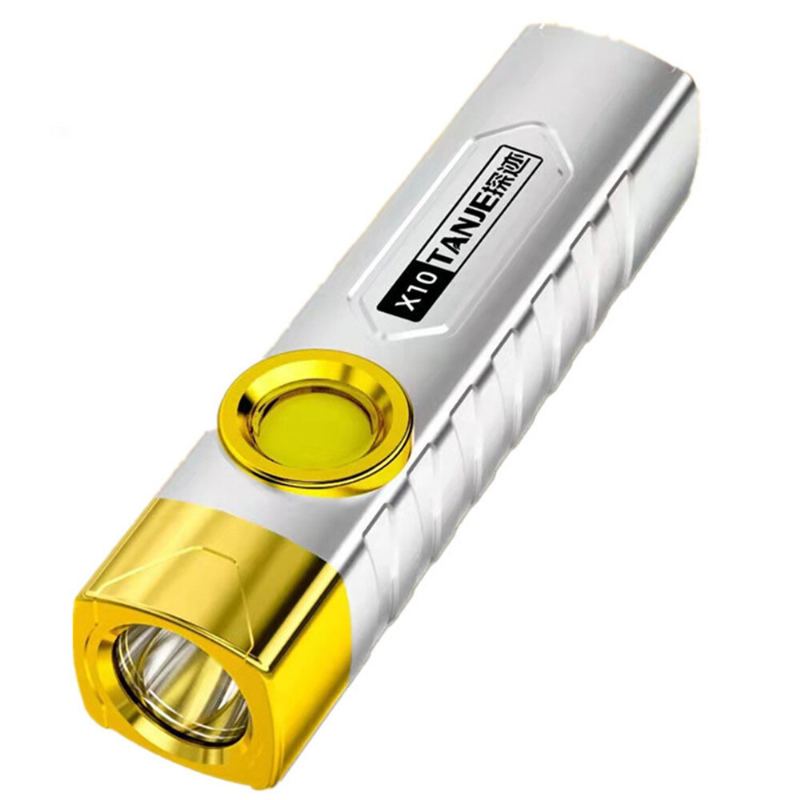 Tanje X10 T8 2000mah Usb Dobíjecí Led Svítilna S Jasným Cob Bočním Světlem Ipx6 Vodotěsná Přenosná Led S Podporou Klipu