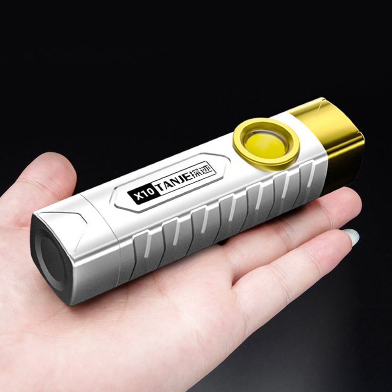 Tanje X10 T8 2000mah Usb Dobíjecí Led Svítilna S Jasným Cob Bočním Světlem Ipx6 Vodotěsná Přenosná Led S Podporou Klipu