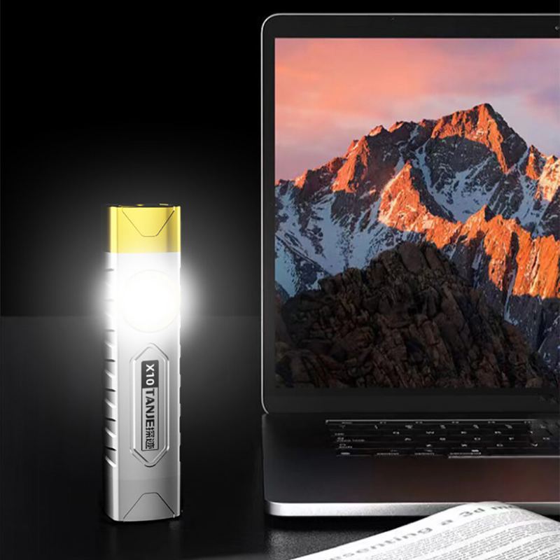 Tanje X10 T8 2000mah Usb Dobíjecí Led Svítilna S Jasným Cob Bočním Světlem Ipx6 Vodotěsná Přenosná Led S Podporou Klipu