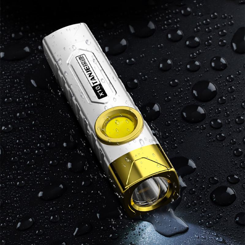 Tanje X10 T8 2000mah Usb Dobíjecí Led Svítilna S Jasným Cob Bočním Světlem Ipx6 Vodotěsná Přenosná Led S Podporou Klipu