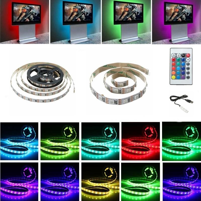 Usb Dc5v Smd5050 Rgb Led Bílá Páska Na Tv Páskové Podsvícení S Dálkovým Ovladačem Nevodotěsné