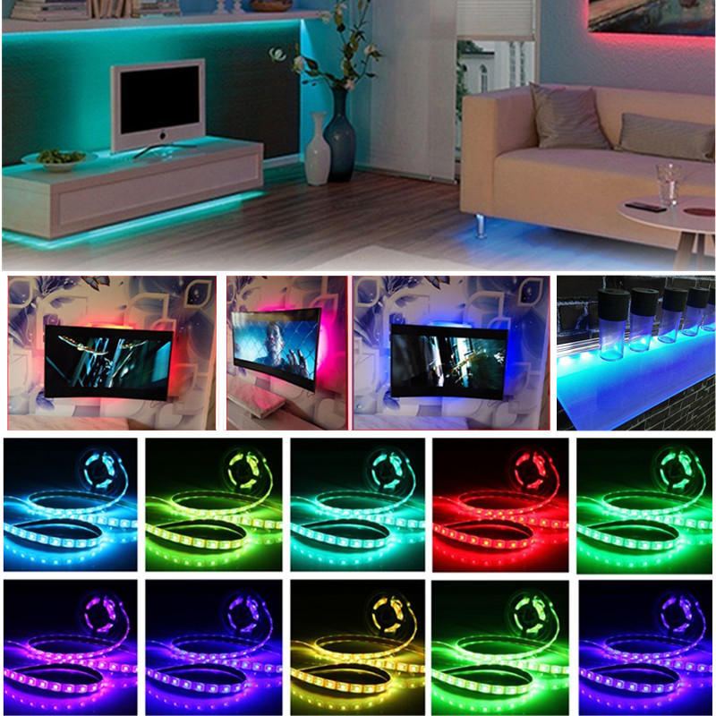 Usb Dc5v Smd5050 Rgb Led Bílá Páska Na Tv Páskové Podsvícení S Dálkovým Ovladačem Nevodotěsné