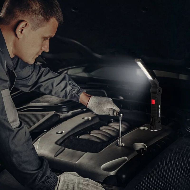 Vestavěný 18650 Battery Bikight Cob Led Multifunkční Skládací Sada Pracovních Světel Usb Dobíjecí Led Svítilna Usb Kabelová Nabíječka Do Auta Baterií