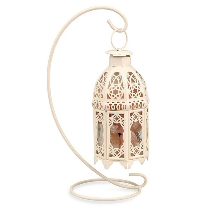 Vintage Iron Frame Natural Crystal Salt Rock Lamp Čistička Vzduchu Stolní Noční Světlo